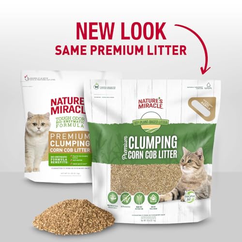 Nature's Miracle Premium Clumping Corn Cob Litter, Tough Odor Bio-Enzymatic Formula, Dust Free, 18lb (2 pack) - size: 36 lb