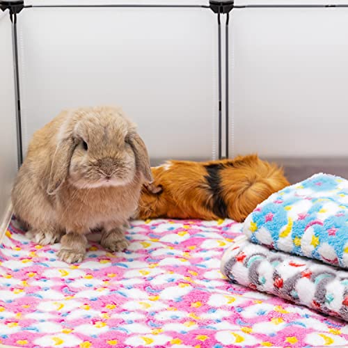 3PC Rabbit Bedding Mat Washable Soft Cage Liner Sleep Pad Fleece Blankets for Small Animals Guinea Pig Rat Ferret Chinchilla Hedgehog Hamster (S) - size: S