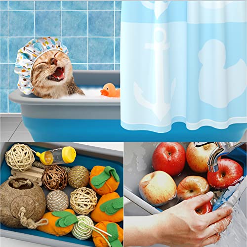 Fhiny Open Cat Litter Box, Kitten Potty Pan Semi-Enclosed Foldable Waterproof Travel Toilet Low Entrance for Indoor Cats Small Pet Kitty Rabbit Supplies Easy to Clean and Assemble - color: Blue-S