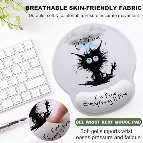 Cat Struck by Lightning Mouse Pad with Gel Wrist Support, Smooth Surface Ergonomic Mouse pad, Non-Slip Pain Relief Desk Mat for Gaming, Work & Office Desktop - color: Cat struck by lightning