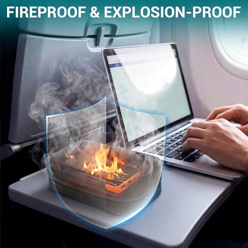 Fireproof Electronics Organizer Travel Case, Black | Water Resistant Tech Accessories Pouch, Explosion-proof Cord Storage Bag, Fireproof Zipper for Phone, Power Bank, Cables, USB