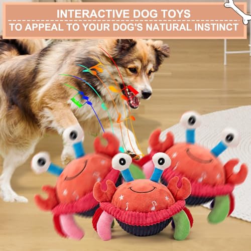 BABORUI Interactive Dog Toys Crab, Jumping Squeaky Dog Toys with Recording and Music Modes, Rechargeable Moving Dog Chew Toys for Small/Medium/Large Dogs to Keep Them Busy(Crab) - color: Crab