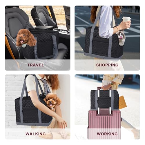 Dog Carriers for Small Dogs Puppy Purse Carrying Bag for Dog 0-11lbs Tote Bag Carrier with Pocket for Cat,Dog,Rabbit Under 11lbs Outdoor Puppy Carrier (Black, L15 * W7.5 *H 11.8 ")