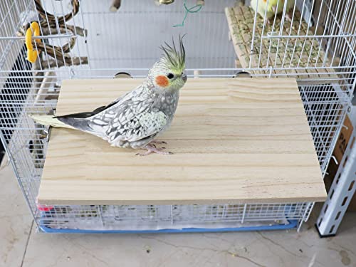13.6×7.9 Inches Large Bird Perch Stand Platform, Natural Wooden Small Animals Cage Accessories, Rectangle Stand Perch Shelf for Parrot Parakeet Cockatiel Rat Hamster Guinea Pig Conure Chinchillas - size: 13.6 × 7.9 Inches Natural