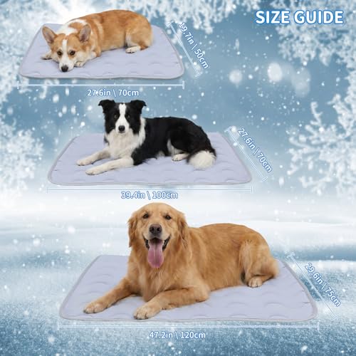 NAMOTEK Washable Dog Cooling Mat Ice Silk Cool Mat for Pet Self Comfortable Blanket Dog Pad - size: 47" x 28"