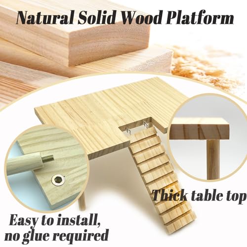 Hamster Platform with Ladder Wooden Syrian Hamsters Standing Platforms with Legs Set Wood Gerbils Climbing Bridge Toy Mouse Cage Accessories - size: Small