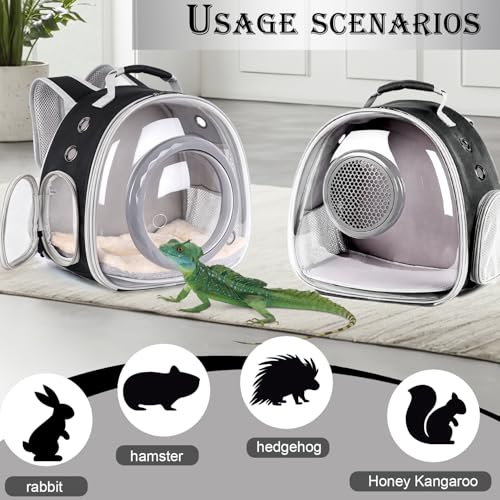 WEVONIGU Small Animal Backpack Carrier with Clear Bubble Dome Window Large Space & Breathable Travel Cage with Soft Mat Airline Approved - color: Black, size: 8.0"L x 7.0"W x 5.0"H
