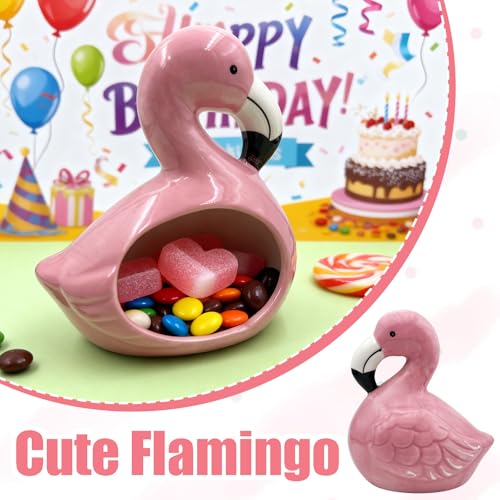 Flamingo Shaped Ceramic Bowl, Pink Tropical-Themed Storage Container, Versatile Organizer for Jewelry, Candy, Hair Ties, Keys