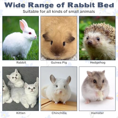 kathson Rabbit Bed Tent Sleeping House Warm Fleece Hideout Foldable Cave Winter Hut for Rabbits Chinchillas Guinea Pigs Ferrets Hedgehogs Hamsters Rats and Cats (Dark Blue)