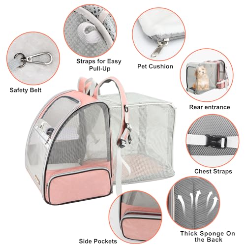 Texsens Innovative Traveler Bubble Backpack Pet Carriers for Cats and Dogs (Expandable-Pink) - color: Expandable-Pink