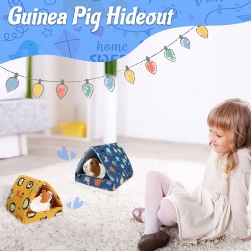 YUEPET 2 Pack Guinea Pig Bed, Washable Guinea Pig Hideouts | Guinea Pig House, Soft Plush Fabric, Washable Beds, Hanging Cage Design, Ocean & Lion-Deer Themes - color: Lion and Whale