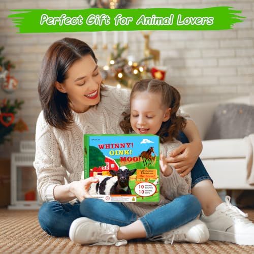 iGRATENS Farm Animals Figures Toys with Sound Books, 10PCS Farm Animals for Toddlers & Animal Sound Books with 10 Buttons, Plastic Animals, Farm Toys for Toddlers 3-5, Animal Lover Gifts for Kids - style: Farm Animals