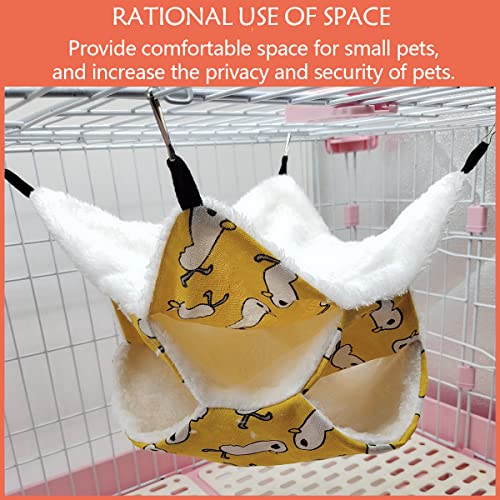 LEFTSTARER Triple-Layer Sugar Glider Hammock, Small Pet Cage Hammock, Sugar Glider Cage Accessories Hamster Bedding Small Animals Bed for Chinchilla Parrot Ferrets Rat Playing Sleeping (Yellow Duck) - color: Yellow Duck