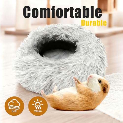 2-Pack Guinea Pig Backpack and Burrowing Bed, Portable Small Animal Cage with Bubble Clear Window, Plush and Fluffy Hideaway Pet Bed for Piggies, Hamster - color: Black