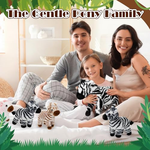 Hollowfly 5 Pcs Zebra Plush Toy Gift Set 12.6" Mommy Zebra with 4 Cute Babies Stuffed Animal in Zippered Belly Nurturing Plushies Toys for Christmas Kid Adults Forest Themed Birthday Party Favor Gifts - style: Zebra