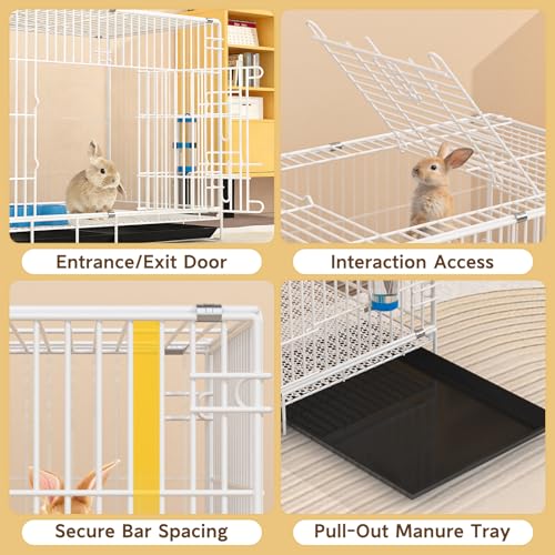 Small Animal Cage Indoor, Hamster Cage with Water Bottle & Food Bowl & Washable Small Nest, Guinea Pig Cage for Ferret, Chinchilla, Bunny, Kitten, Hedgehog, Squirrel, Rat, Rabbit
