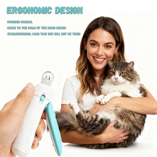 Cat Nail Clipper with Hidden File & Debris Catcher -Gentle Round-Hole(1–3.5 mm)，Trimmer for Kittens & Indoor Cats | Anti-Splash Claw Cutter for Grooming (Blue) - color: Blue