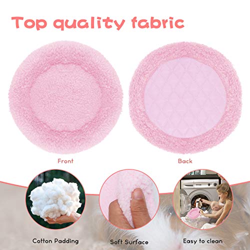 BWOGUE Hamster Bed, Round Velvet Sleep Pad for Guinea Pigs and Rats, 8.7 in | Round Mat for Small Pets, Soft Velvet, Machine Washable, Cage & Home Use, Hamsters Guinea Pigs - color: Pink