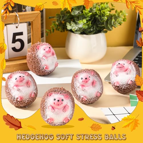 Gemscream 5 Pcs Hedgehog Stress Balls for Adults Funny Stress Reliever Squeezable Mini Hedgehog Foam Balls Funny Employee Appreciation Gifts