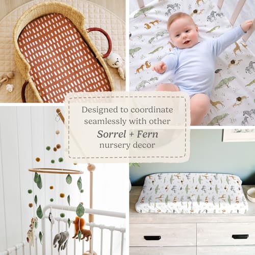Pack and Play Sheets Fitted, Mini Crib Sheets for Graco Pack N Play Playard (38x26), Ultra Soft Organic Cotton Blend, Safe & Snug Playpen Mattress Sheet for Baby Boys & Girls, Safari Adventure, 2-Pack - color: Safari Animals