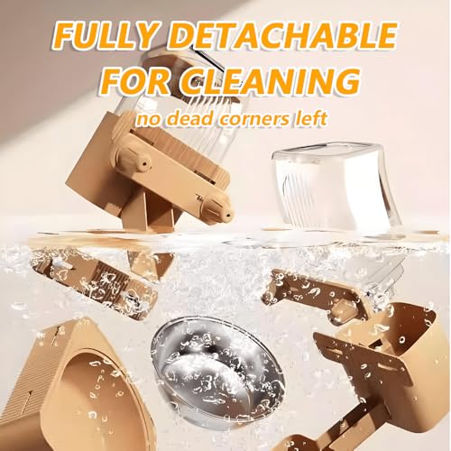 2-Pack Cage-Style Large Capacity Hanging Automatic Pet Feeder & Water Dispenser 50oz/1500ml,for Cages 0.98" Max Inner,1.77"-2.56" Outer,for Small/Medium Dogs, Cats, Rabbits & Guinea Pigs - color: Brown