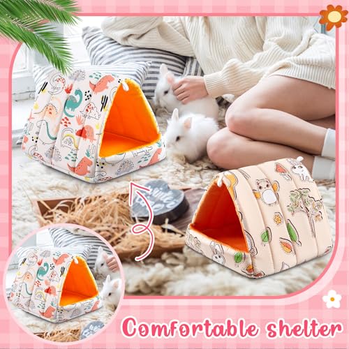 Cinnvoice 4 Pcs Guinea Pig Hideout, Guinea Pig Bed Tunnel, Rabbit Washable Small House Cage Accessories for Bunny Hedgehog Mouse Chinchillas Hamsters Ferrets Bearded Dragons Rats(Cartoon, 7.9 in) - size: 7.9 in, style: Cartoon