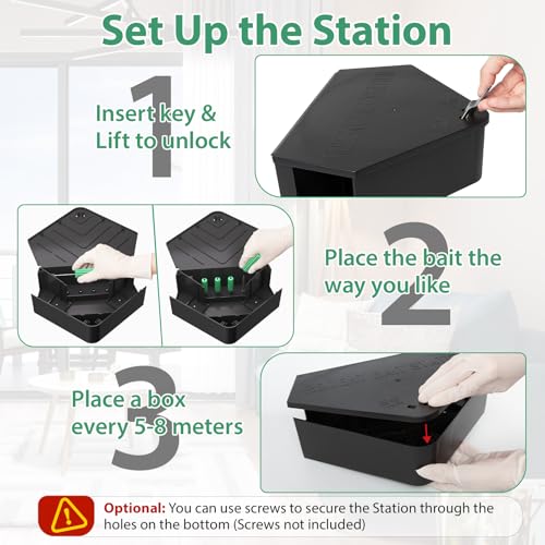 Anblak 1 Pack Rat Station Box with Keys, Rodent Station Keeps Rats Away, Keeps Children and Pets Safe, Key Unlocking, Reusable & Long-Lasting, Indoor & Outdoor - size: 1