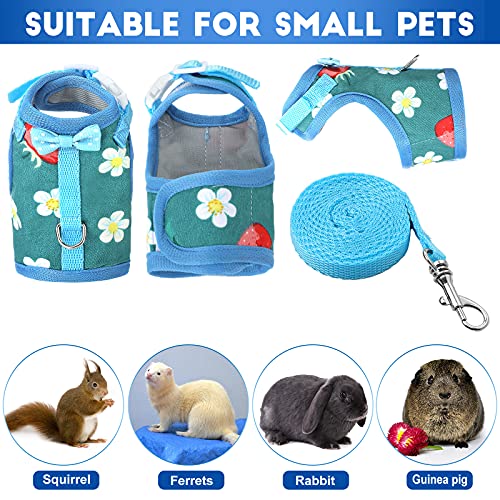 Weewooday 3 Pieces Guinea Pig Harness with Leash Small Pet Harness Fruit Plaid Pattern Adjustable Padded Walking Vest for Pet Hamster Squirrel Animals(Pineapple, Red Plaid, Strawberry,Small) - size: Small