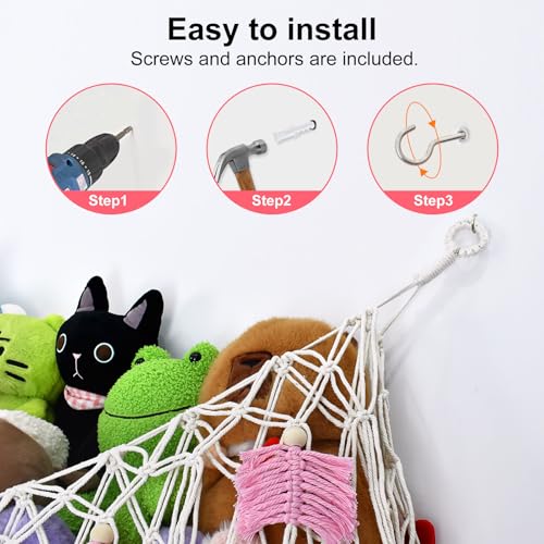Stuffed Animal Storage Hammock,Large Stuffed Animal Net Or Hammock Wall Hanging Net, Plushie Net, Storage Hanging Organizer