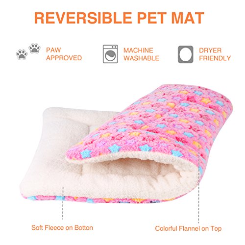 Mora Pets Dog Bed Crate Pad Ultra Soft Pet Bed with Cute Star Print Washable Crate Mat for Large Medium Small Dogs Reversible Fleece Dog Crate Kennel Mat Cat Bed Liner 21 x 12 inch Pink - color: Pink, size: 22-Inch