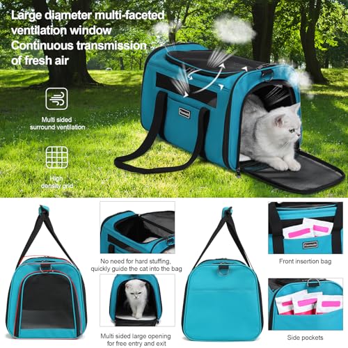Airline Approved Dog Carrier. Cat Soft-Sided Carriers,Small Dog Travel Carriers,Small Animal Rabbit Carrying Case,TSA Airline Approved Pet Carrier（Blue） - color: Blue