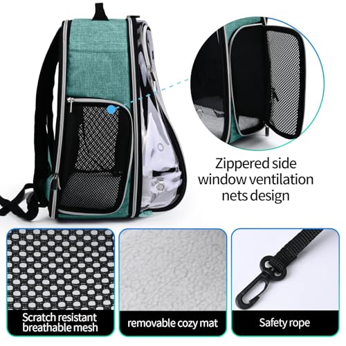 BAGLHER Cat Carrier Backpack Bubble - Fit Up to 18 Lbs - Airline-Approved Dog Backpack Carrier for Small Pets Puppies Dogs Bunny, Space Capsule Dog Carrier Backpack for Travel Outdoor Hiking, Green - color: Green