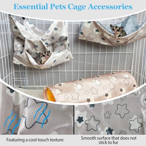 Hamiledyi Rat Hammock Sugar Glider Climbing Ropes Toys Rat Hanging Tunnel Hammock Swing Squirrel Hideout Bed Cage Accessories for Ferret Mouse Hamster Small Animals (Grey) - color: Grey