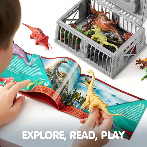 JOYIN Dinosaur Toys for Kids 3-5, 17 PCS Realistic Dinosaur Figures with Activity Play Mat & Storage Cage, Ideal Kids Toys for 3 Year Old Boys, Animals Toy for Boys Birthday Gifts