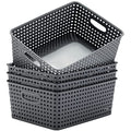 Eslite Plastic Storage Baskets for Organizing,11"X8.5"X4.7",Pack of 4 (Grey) - color: Grey