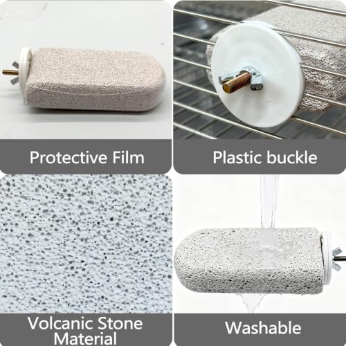 4PCS Bird Beak Grinding Stone,Parrot Perch Stands,Parakeets Platform Chewing Toys Calcium Pumice Lava Foot Claws Trimmer Climbing Ledge for Cockatiel Budgie Conure Lovebird(L,Grey) - color: 4Pack Grey | L