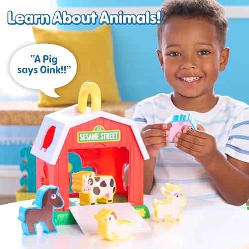 Just Play Sesame Street Elmo's Learn & Sort Barn with Music and Sounds | 6-pieces, Teaches Toddlers Shapes, Sounds, and Problem-Solving Skills, Toy for Girls, Boys, Kids, Ages 2 and Up