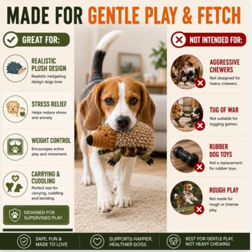 ME GUSTA SHOP Hedgehog Dog Squeak Toys Squeaky Plush Toy for Small Medium & Large Dogs Animal Pet Plush Dog Toy
