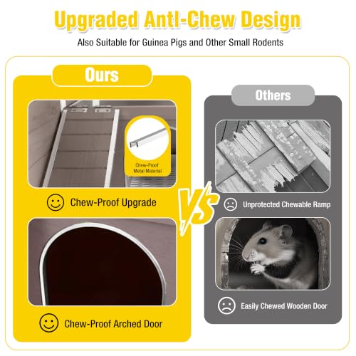 Aivituvin Wooden Guinea Pig Cages Indoor with Removable Stand, Anti Chewing Rabbit Hutch with Ramp and Wire Mesh, 2 Story Small Animals House Habitat with Pull Out Tray (Brown) - color: Brown