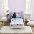 NoJo Disney Frozen Winter Cheer Lavender, Aqua and White Anna, Elsa and Olaf 2 Piece Toddler Sheet Set - Fitted Bottom Sheet and Reversible Pillowcase - color: Frozen Winter Cheer