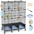 VISCOO Encrypted MetalBird Cage (46" x 36" x 12") for Parrot Parakeets | Bird Cages with Wooden Perches,Slide-Out Tray, Water Bottle & Feeder, for Parrot,Parakeets,Cockatiel,Small Mid-Sized Birds - size: 16.1"L x 12.6"W x 7.3"H