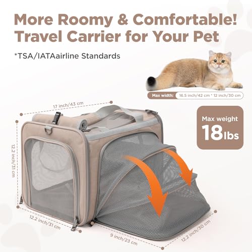 Small Dogs Carrier Airline Approved Soft Cat Carriers Stylish Expandable Pets Carriers Puppies Kitties Cage,Ventilated,Rabbit Bunny Small Animals Travel Outdoor Khaki Color - color: Khaki