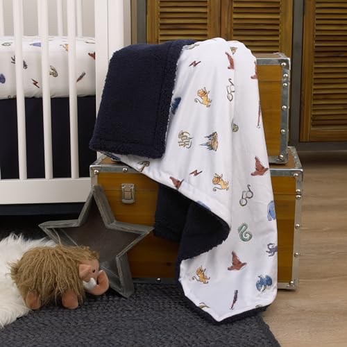 Warner Brothers Harry Potter Welcome Little Wizard Navy, Burgundy, Blue, and White Super Soft Baby Blanket - color: Harry Potter - Welcome Little Wizard