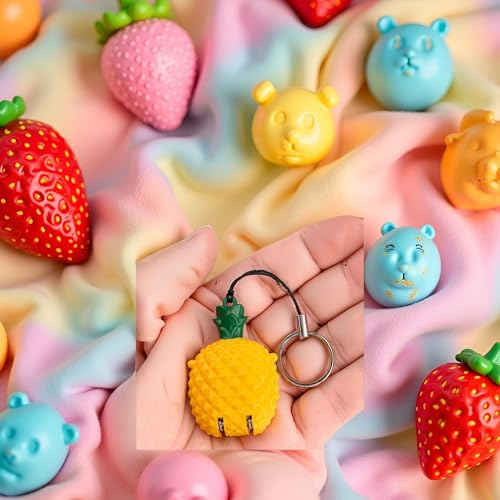 1Pc Yellow Cartoon Mini Foldable Nail Clippers, Creative Strawberry Panda Tiger Nail Cutter Stainless Steel Nail and Toenail Clippers with Keychain Fingernail and Toenail Clippers