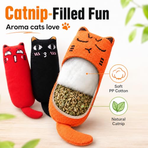 Legendog 5Pcs Bite Resistant Catnip Toy for Cats,Catnip Filled Cartoon Mice Cat Teething Chew Toy - color: Multicolor