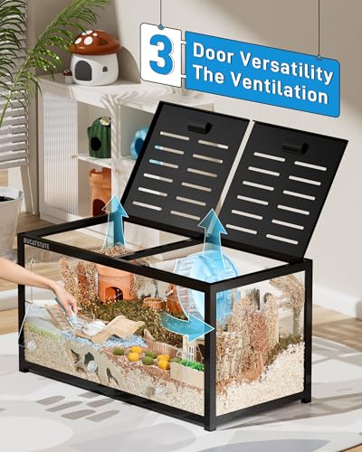 BUCATSTATE Hamster Cage 3.0, Large Hamster Enclosure (39in, Black) | 5.4 ft² Small Animal Habitat with Deep Bedding Space for Hamster Enrichment, Stackable Aluminum Frame, Front & Top Access - color: Black, size: 39.3"L x 19.7"W x 20.4"H