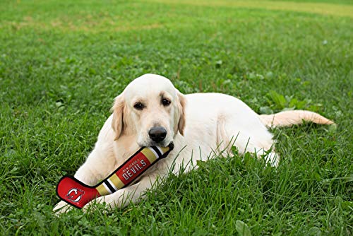 Pets First NHL New Jersey Devils Stick Toy for Dogs & Cats. Play Hockey with Your Pet with This Licensed Dog Tough Toy Reward! 16 inches long - color: New Jersey Devils, style: NHL Dog Tug Toy