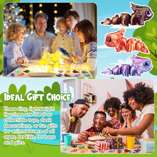 Honoson 12 Pcs 3D Printed Animals 5-7cm, Baby Axolotl | Articulated Fidget Animals, Flexible 3D Printed Figures for Stress Relief, Cute Mini Joints for Party Favors and Display - size: 5-7cm, style: Baby Axolotl