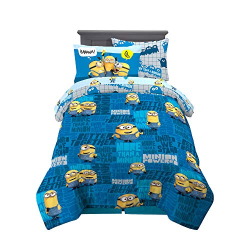 Franco Kids Bedding Super Soft Comforter and Sheet Set with Sham, 5 Piece Twin Size, Minions The Rise Of Gru - color: Minions the Rise of Gru, size: 5 Piece Twin Size