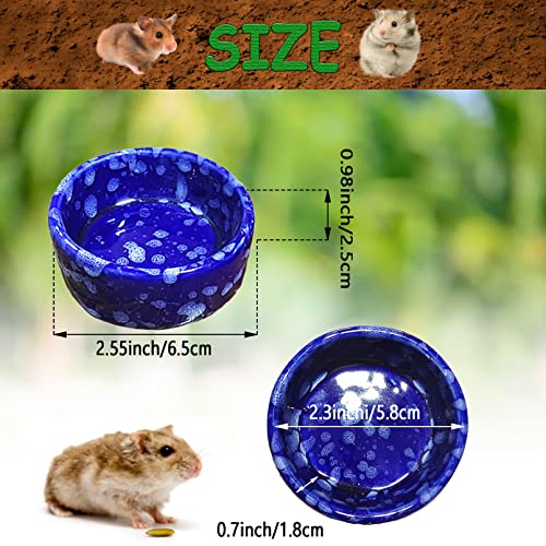 kathson 2 Pcs Hamster Food Bowl Guinea Pig Ceramic Water Bowl Small Animal Feeding Dish for Dwarf Hamster Gerbil Syrian Ferret Hedgehog Chinchilla Bunny (Navy)… - color: Navy, size: 2Pcs:S